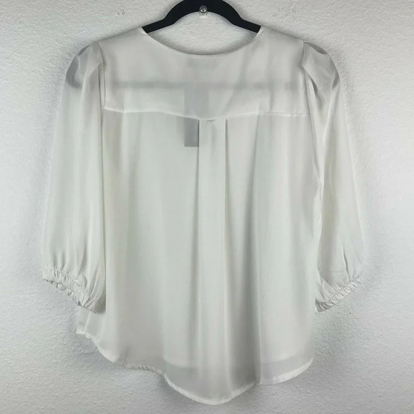 Boohoo Blouse Women's Size S Horn Button Through Loose Fit Sheer Woven Ivory - Picture 2 of 9